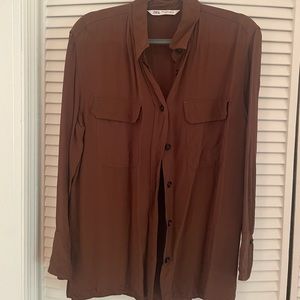 Brown Zara Button-Down